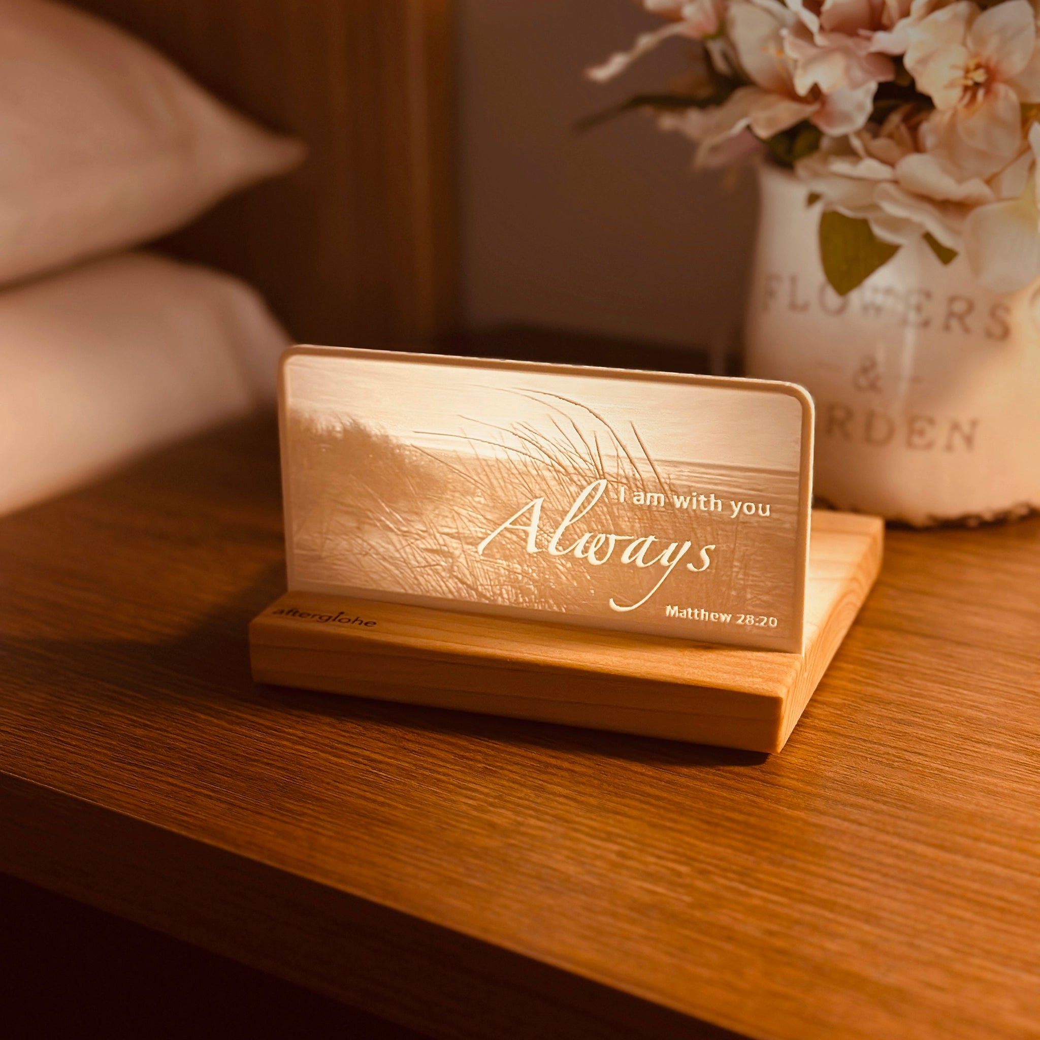 StoryLine-Mini Lithophane Photo Display bedside scripture decor with coastal theme