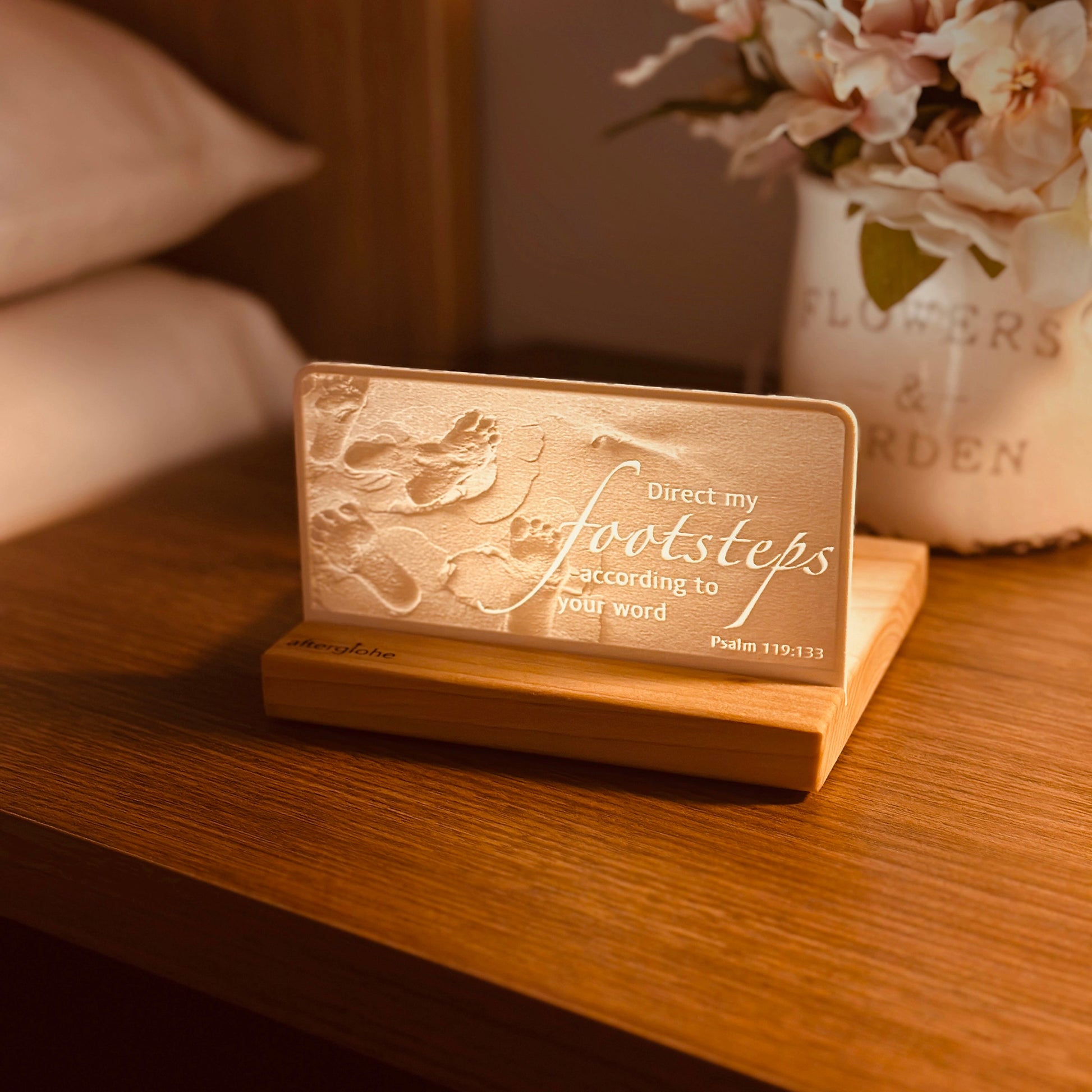 StoryLine-Mini Lithophane Photo Display bedside scripture decor with coastal theme