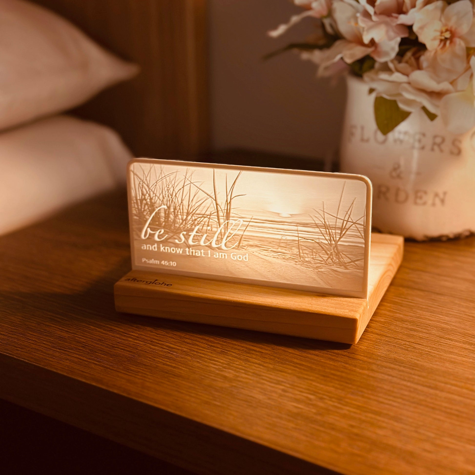 StoryLine-Mini Lithophane Photo Display bedside scripture decor with coastal theme