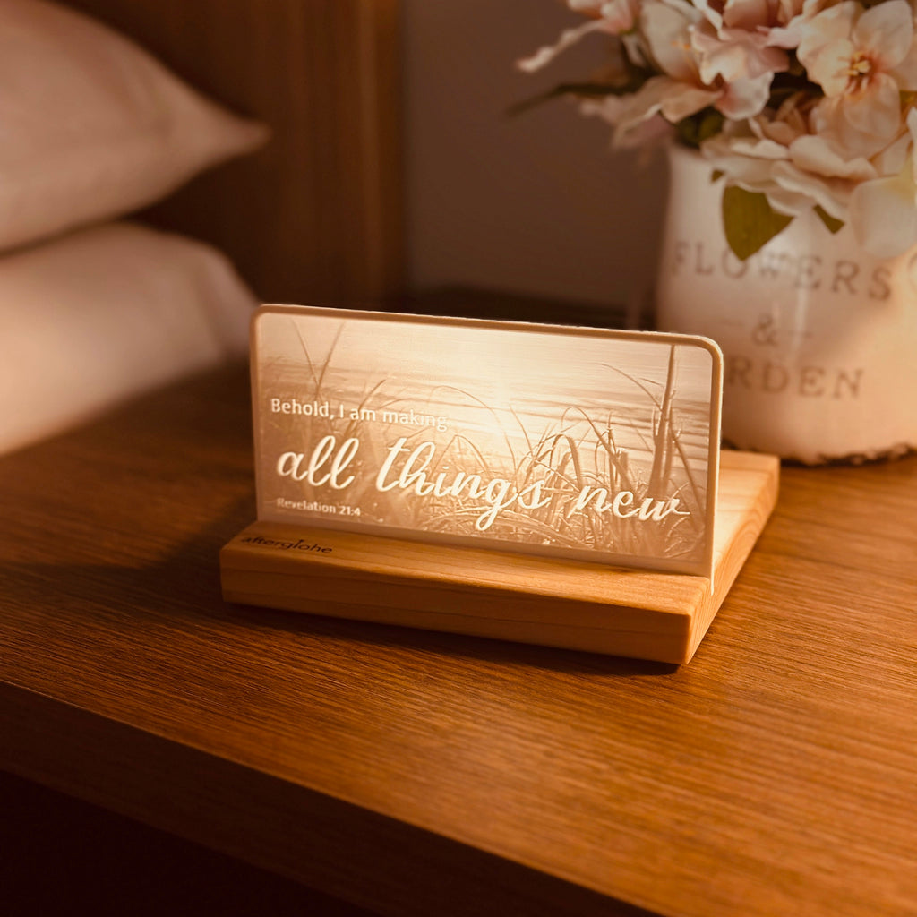 StoryLine-Mini Lithophane Photo Display bedside scripture decor with coastal theme