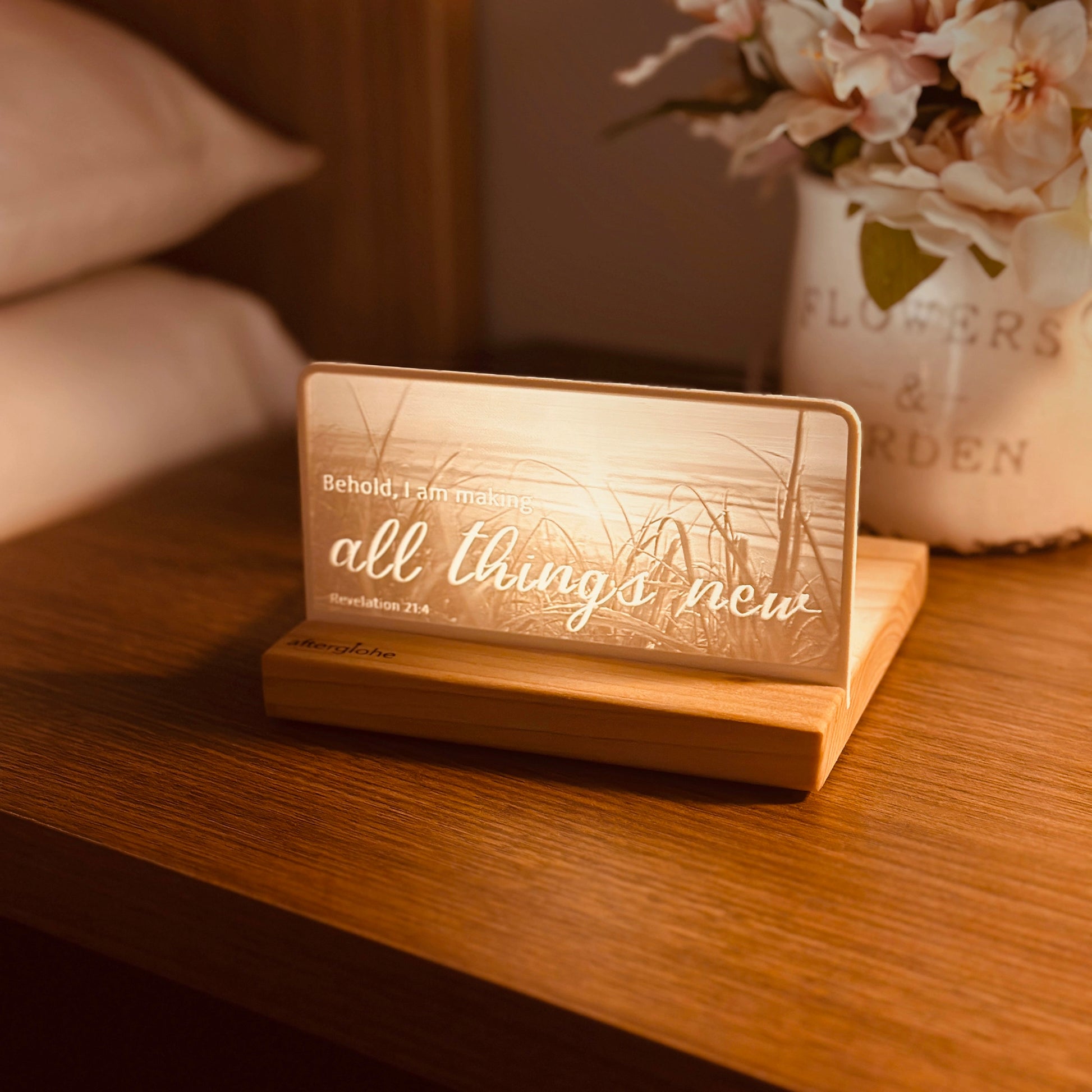 StoryLine-Mini Lithophane Photo Display bedside scripture decor with coastal theme