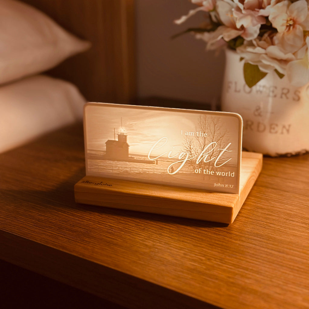 StoryLine-Mini Lithophane Photo Display bedside scripture decor with coastal theme