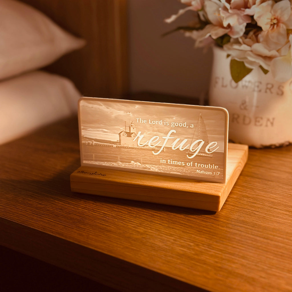 StoryLine-Mini Lithophane Photo Display bedside scripture decor with coastal theme