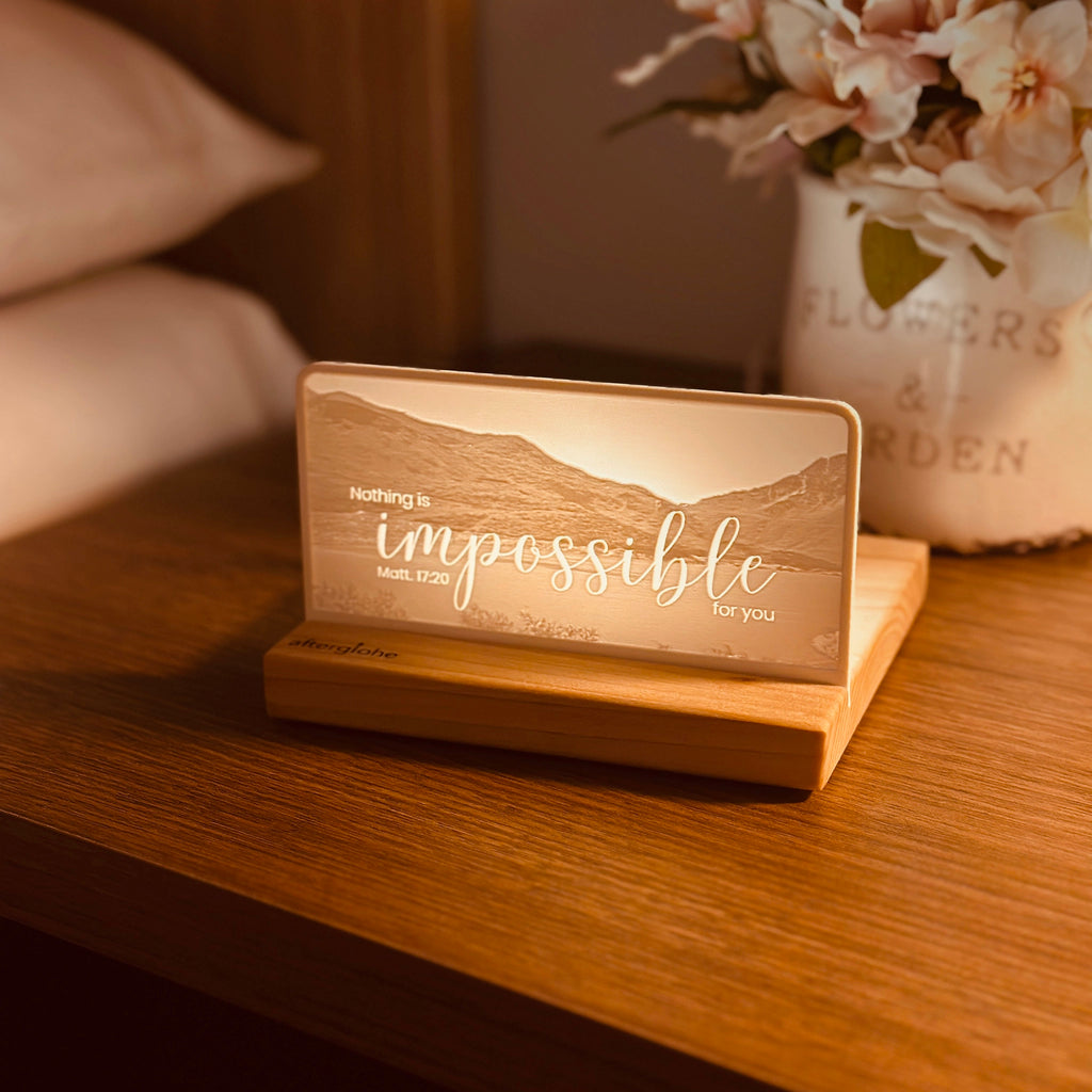StoryLine-Mini Lithophane Photo Display bedside scripture decor with mountain theme