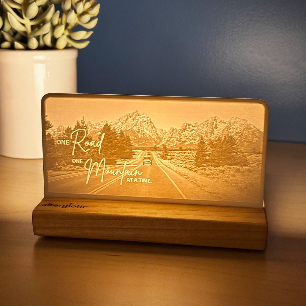 One road, one mountain at a time | Candle Lit Photo Canvas