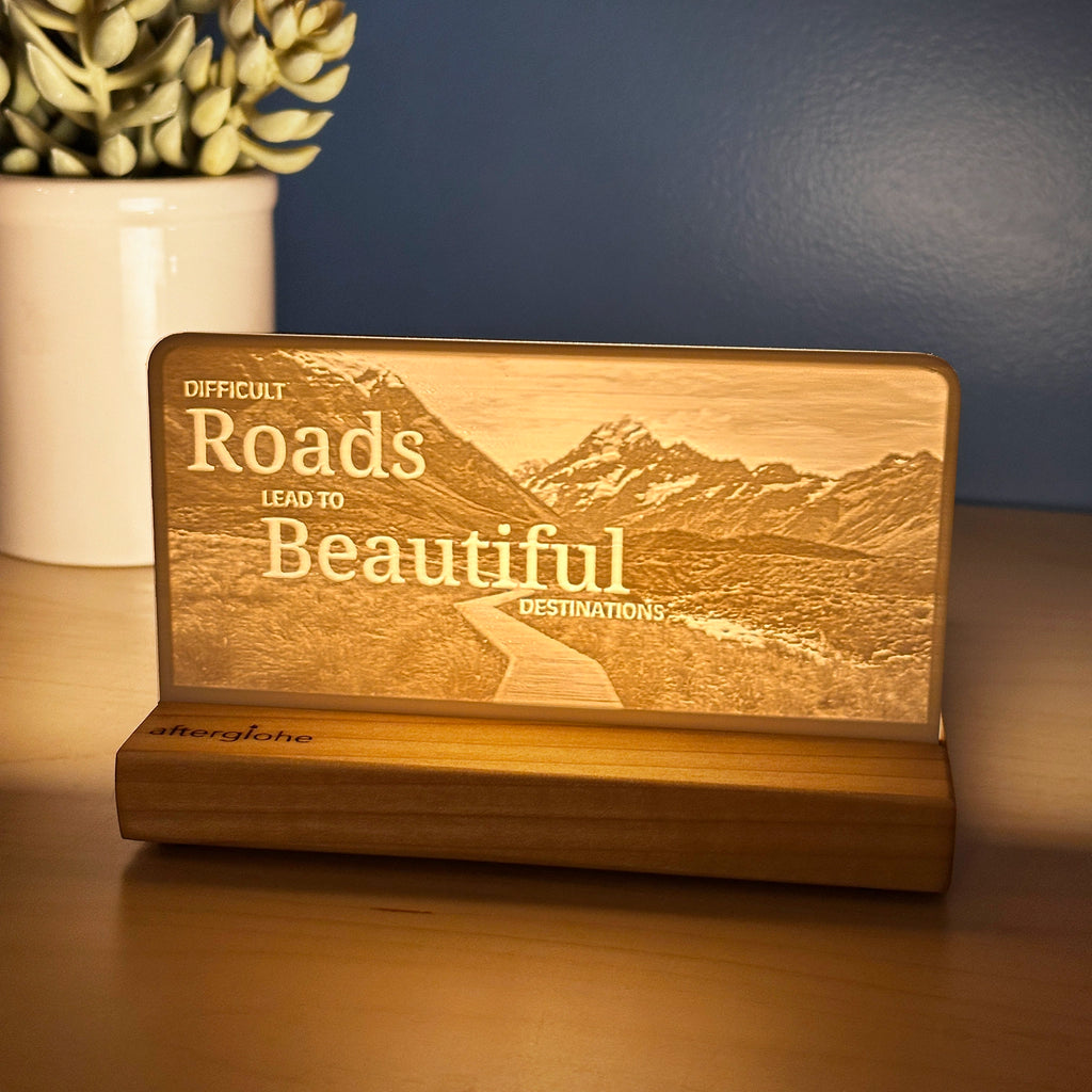 Difficult roads lead to beautiful destinations | Candle Lit Photo Canvas