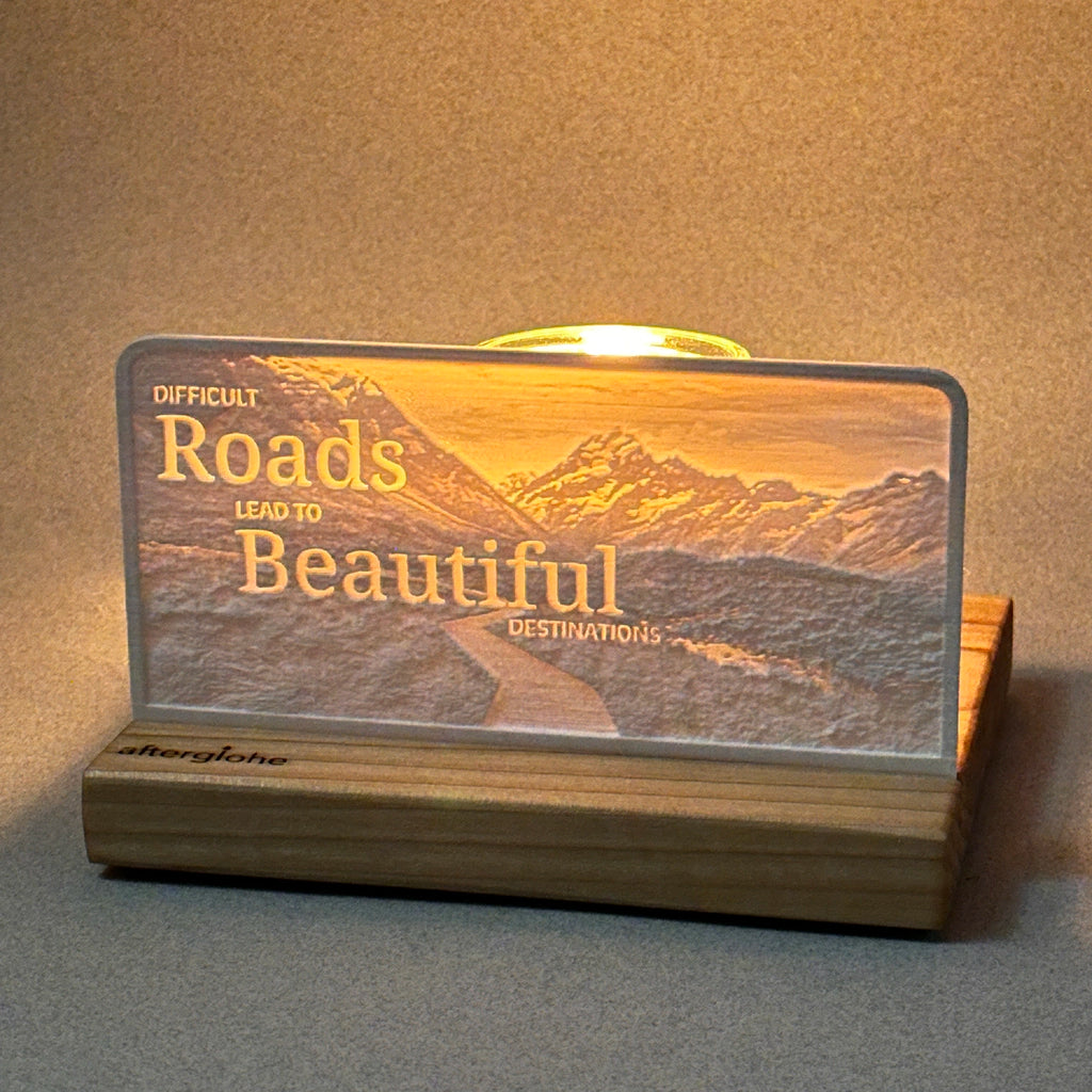 Difficult roads lead to beautiful destinations | Candle Lit Photo Canvas