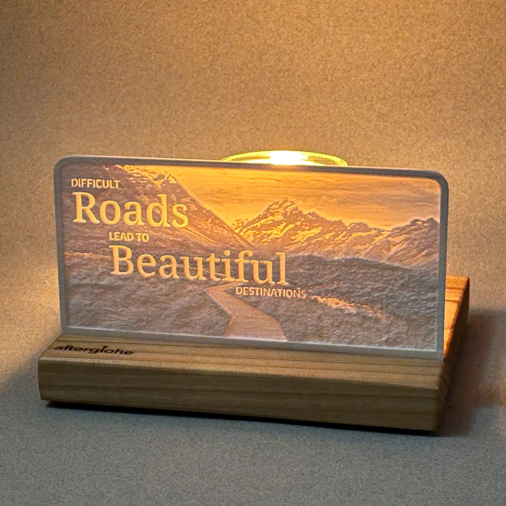 Difficult roads lead to beautiful destinations | Candle Lit Photo Canvas