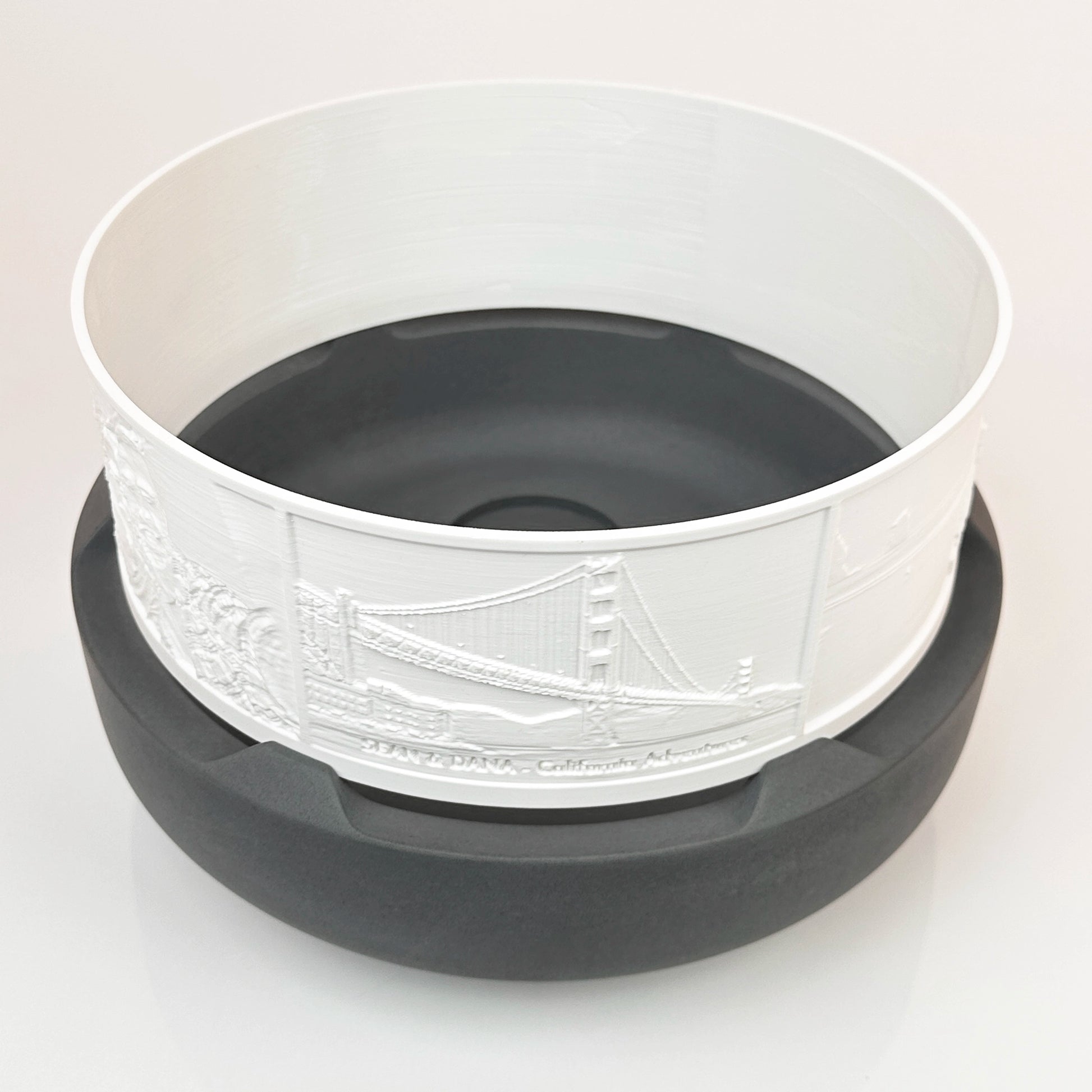 Halo Grande personalized photo display with River Granite concrete base without candles