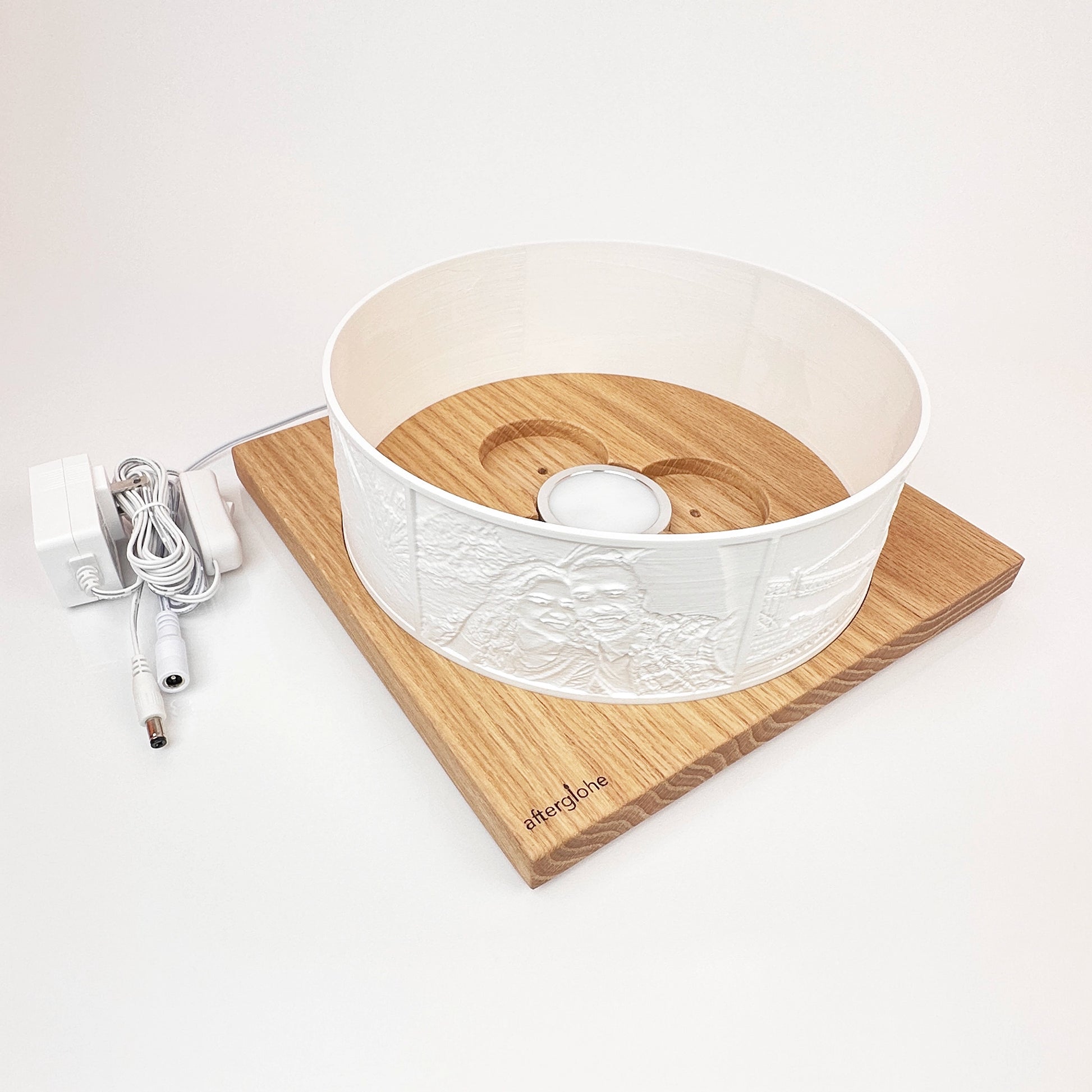 Halo Grande Personal Photo Display with wood base and Warm LED illumination
