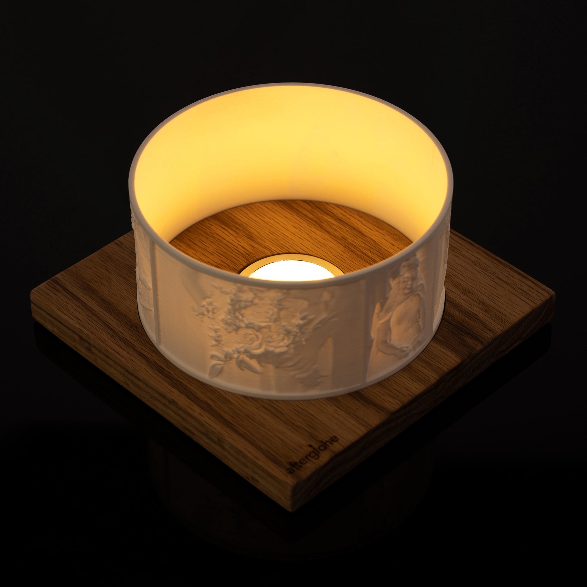 Halo lithophane photo display featuring wedding memories illuminated by a Warm LED