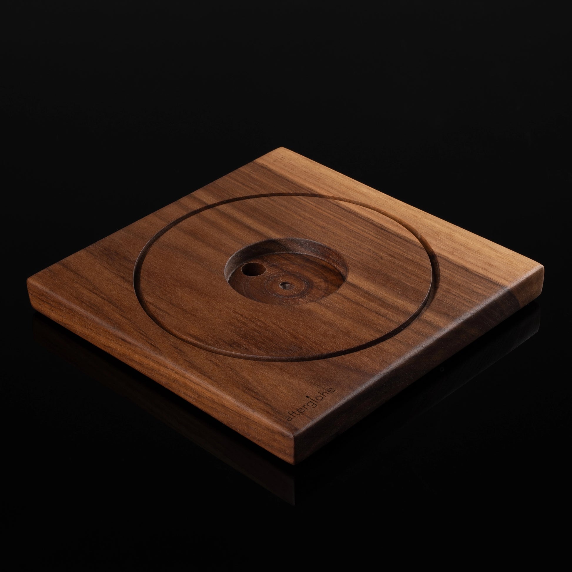 Walnut wood base for Halo personalized photo display