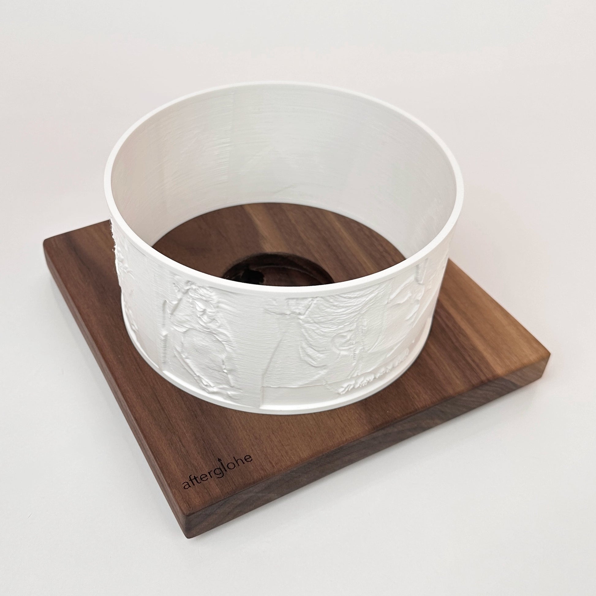Halo personalized photo display on walnut base with no illumination