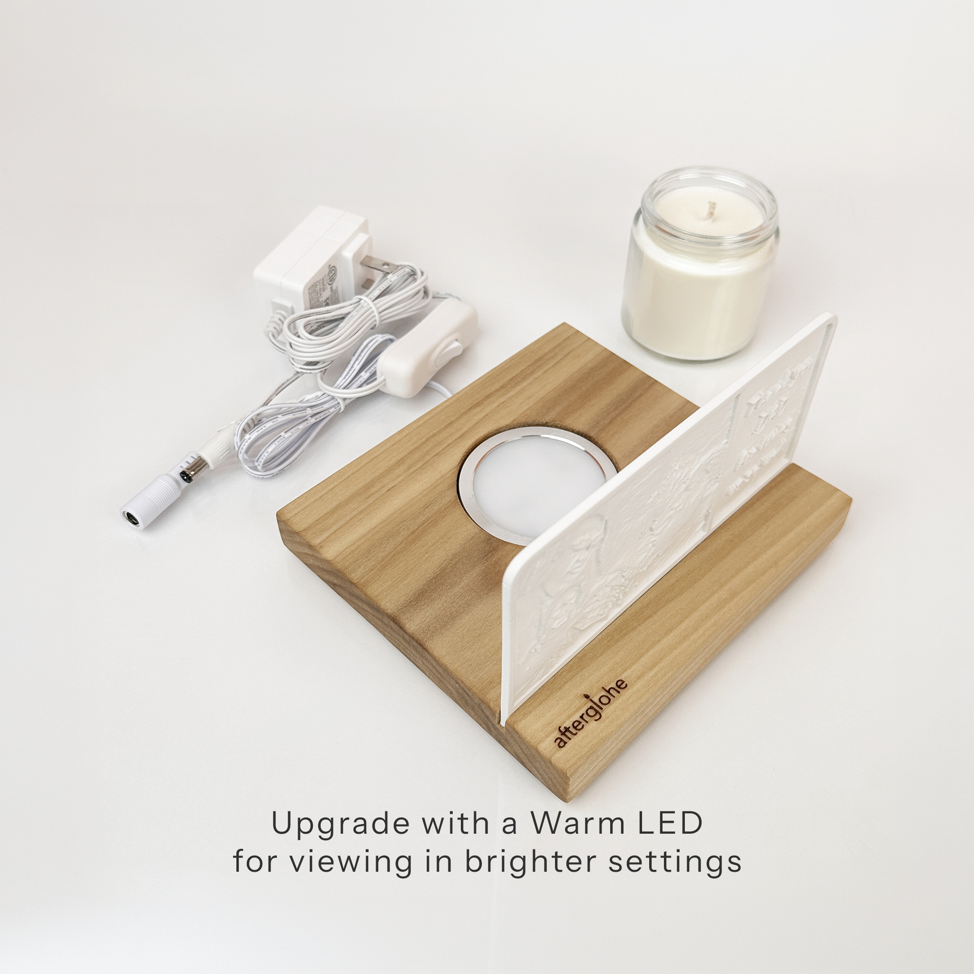 StoryLine-Mini lithophane photo display with scented candle and LED illumination