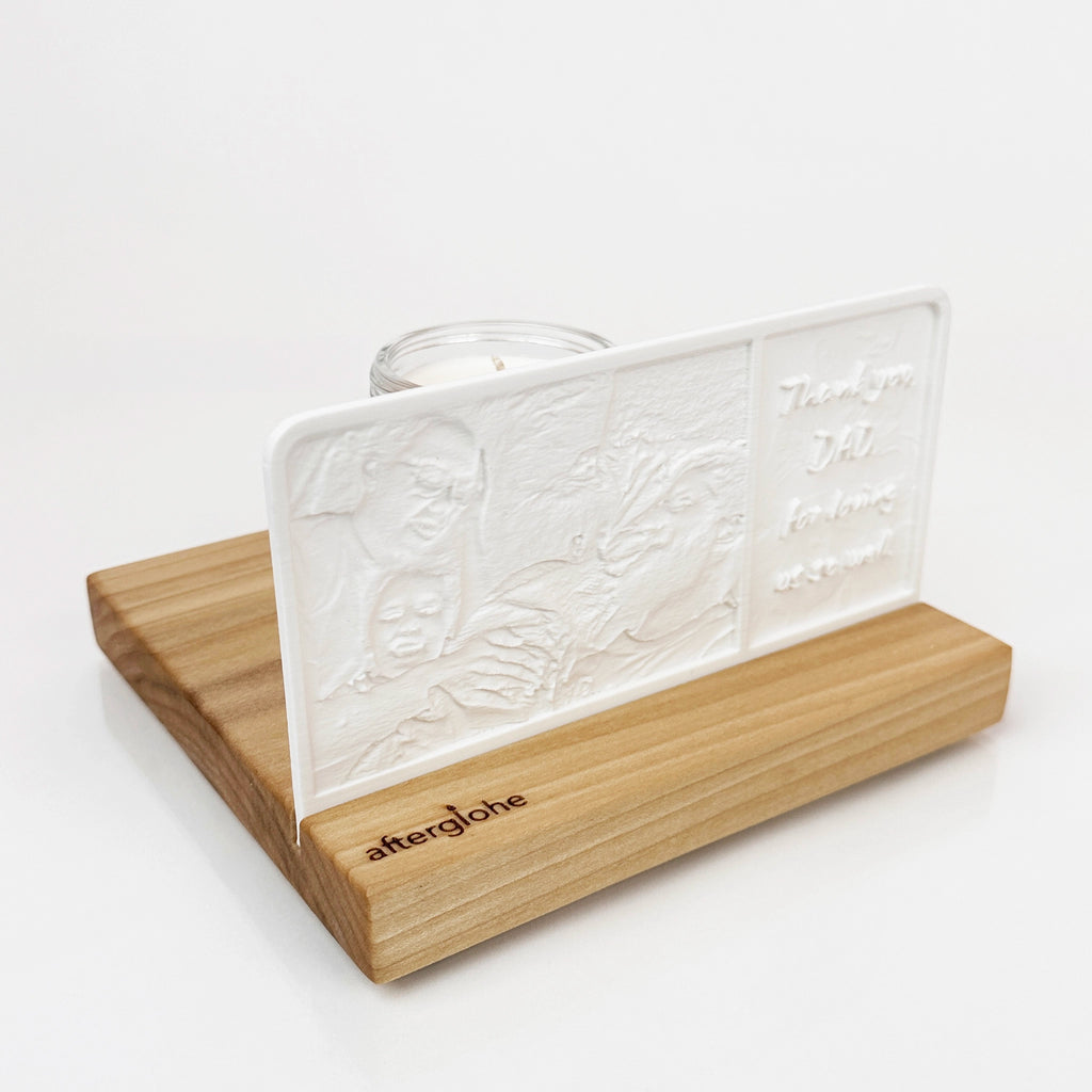 StoryLine-Mini personalized lithophane photo display with scented candle