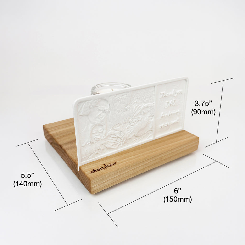 Dimensions graphic for afterglohe StoryLine-Mini lithophane photo display product