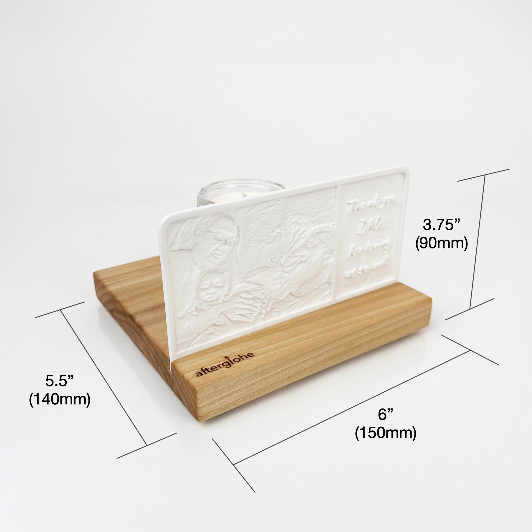 Dimensions graphic for afterglohe StoryLine-Mini lithophane photo display product