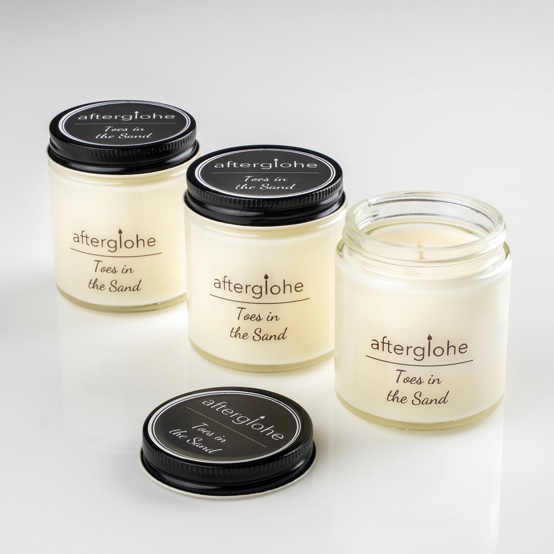 Set of three afterglohe scented candles